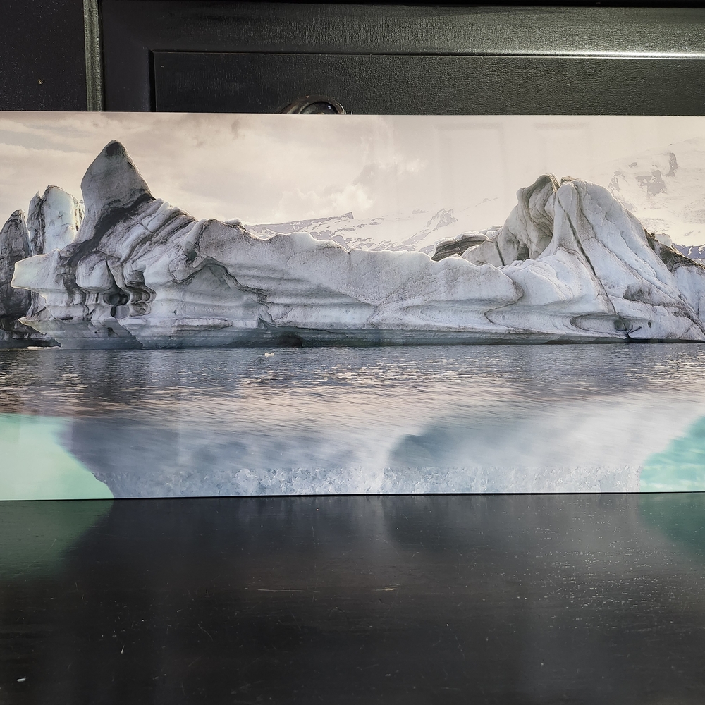 Stunning Glacier Metal Art in Gray and Blue